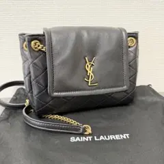 SAINT LAURENT ブラックレザーショルダーバッグ　ノリータ