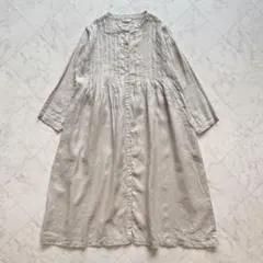 Crea delice オーガニックリネン100% ピンタックロングワンピース