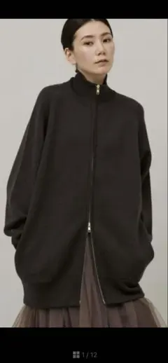 カレンソロジー Curensology ブラウン カシミヤ混ダブルフェイスニットのサムネイル