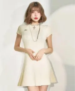 Darich ロゴケーブルニットミニワンピース