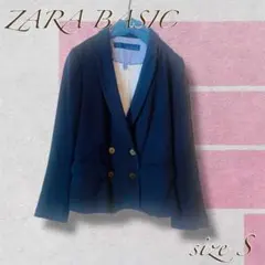 【ZARA BASIC】ダブルジャケット/テーラードジャケット(ネイビー)S〜M
