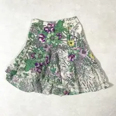古着 グレースコンチネンタル フレアスカート シルク100% 花柄プリントのサムネイル