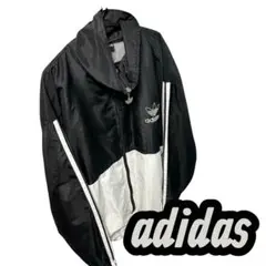 【adidas】人気✨ナイロンジャケットL 背面BIGトレフォイル 好配色