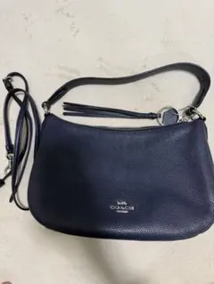 COACH ブルー レザー ショルダーバッグ