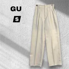 【GU ジーユー】ワイドパンツ /センタープレス/薄手/ライトベージュ/Ｓ