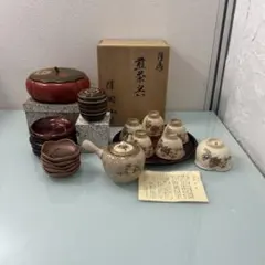 ☆茶道具煎茶器薩摩焼　薩陶山　菓子器茶托茶入れ茶盆　備前焼小鉢☆
