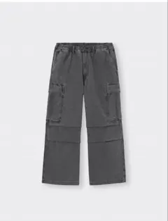 GU デニムスーパーワイドカーゴパンツ L グレー