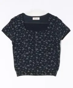 新品Aimoha花柄半袖トップス ショートTシャツニット黒のサムネイル