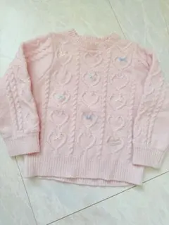 メゾピアノ　ハート模様 ピンク ニットセーター 110 120