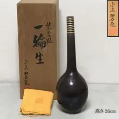 中村翠嵐 紫交趾 一輪生 共箱 平安 翠嵐 花入 一輪挿し 鶴首花入 k3802のサムネイル