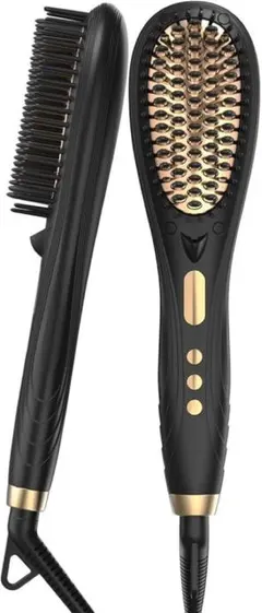 ストレートブラシ ブラシアイロン 静電気防止 LEDデイスプレー 前髪