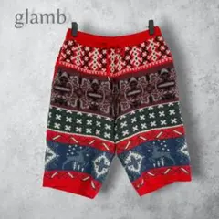 【glamb グラム】　ニットハーフパンツ　1 レッド　メンズ　ウエスト紐ありのサムネイル