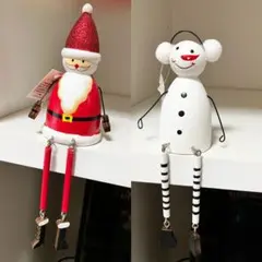 【置物】サンタクロース&スノーマン【木製】