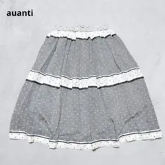 B6-3378　ひざ丈スカート　フレア　ドット柄　ティアード　【auanti】