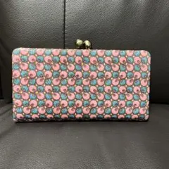 gredecana(グレデカナ) 長財布 豚革友禅　ピンク×ブルーカラー