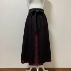 アクシーズファム　ロングスカート 春　夏　ボルドー　レース　ブラック　大人　上品