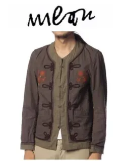 【美品】mean(ミーン) 刺繍切替 ブルゾン ブラウン