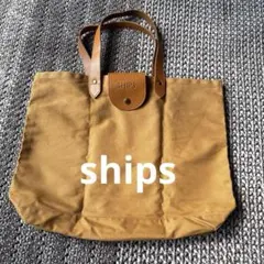 SHIPS トートバッグ キャンバス レザー キャメルのサムネイル