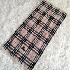美品☆バーバリー ノバチェック フェイスタオル 日本製 ロゴ刺繍 90s