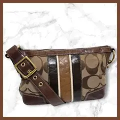 COACH ショルダーバッグ シグネチャー ブラウン ライン