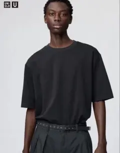 UNIQLO U ユニクロ エアリズムコットンオーバーサイズTシャツ 黒 L