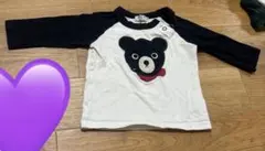 クマ刺繍Tシャツ ホワイト/ネイビー