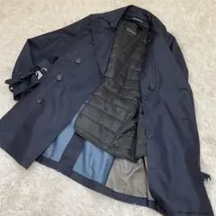 ナノユニバース トレンチコート ライナー付き ベルト付き ネイビー 46