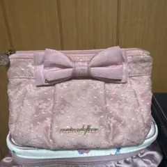 Maison de FLEUR リボン付きポーチ ピンク