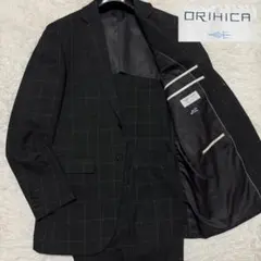 ORIHICA 3ピーススーツ グレンチェック グレー ストレッチ ビジネス