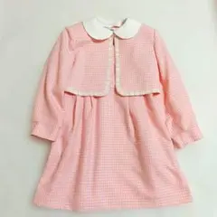 入学式　卒園式　女の子　ワンピースセット　格子柄ピンク　日本製　120