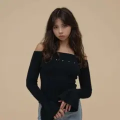 andmary flora knit tops black - メルカリ