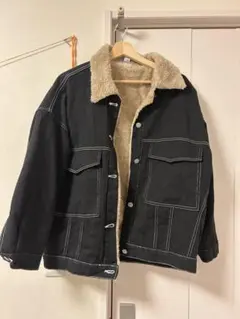 ボア襟 デニムジャケット ブラック