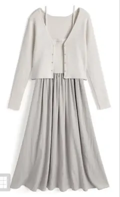 GRL ニット切替キャミソールワンピース×カーディガンセットアップ pm724