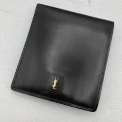 美品　イヴサンローラン　二つ折り財布　カサンドラロゴ　レザー　コンパクト　焦茶