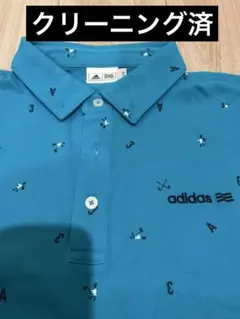 【美品】アディダス ゴルフ ポロシャツ M ターコイズ　ブルー　古着　ビンテージのサムネイル