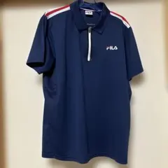 FILA ネイビー メンズゴルフウェアー半袖ポロシャツOサイズ