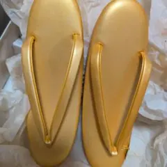 ゴールド 草履　バッグ　和装小物　神田胡蝶