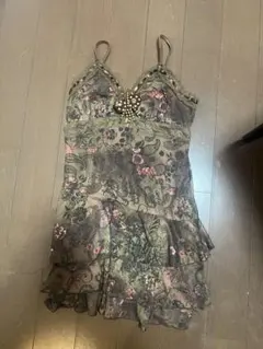 花柄フリル ノースリーブ ミニワンピース y2k グランジ