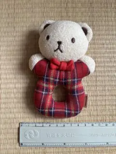 ミキハウス くま ラトル ガラガラ どうぶつラトル ぬいぐるみ 赤チェック