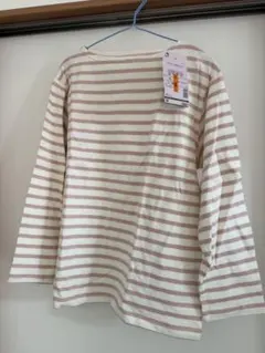 ワークマン　オフ×ピンク ストライプ長袖カットソー