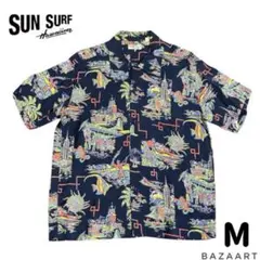 サンサーフ アロハシャツ ユナイテッドエアライン レーヨン 紺 Mのサムネイル