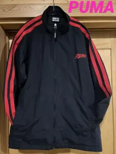 【PUMA ヴィンテージ】ナイロンジャケット ライン ジップ ブラック 90s