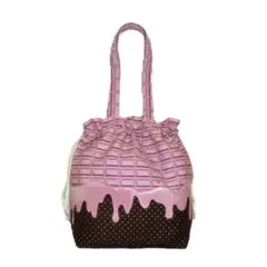 ◆とろけるチョコレート【ストロベリー】◆持ち手付き巾着バッグ◆