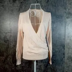 ✨IEDIT✨イディット♡カシュクールセーター♡ペールオレンジ♡大人可愛い(S)