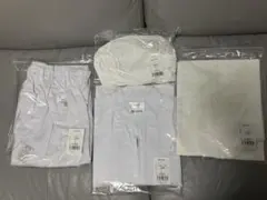 新品サーヴォ 食品工場用 ウェア上下 エプロンフード4点セット　Lサイズホワイト