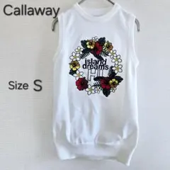 Callaway キャロウェイ　花柄　ニットベスト　S　レディース　ゴルフ　白