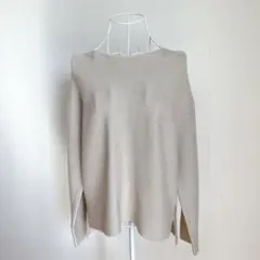 OPAQUE.CLIP【M】洗える！上品ラメボートネックニット♪ゴールドベージュ