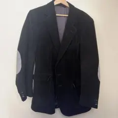 黒 コーデュロイ テーラードジャケット 肘パッチ付き