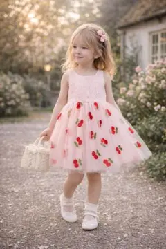 ★mineka★キッズドレス女の子 レース ワンピース ピンク春夏90cm/3T