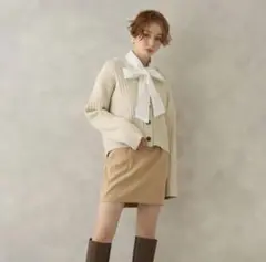 ナイスクラップ  リブニットラメカーディガン　アイボリー　NICE CLAUP